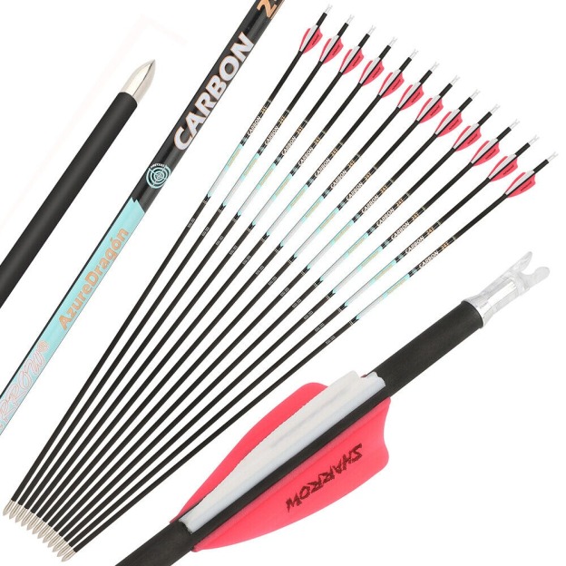 Pure Carbon Arrows 32 inch SP300-1000 Vanes .003" Recurve Compound Bow