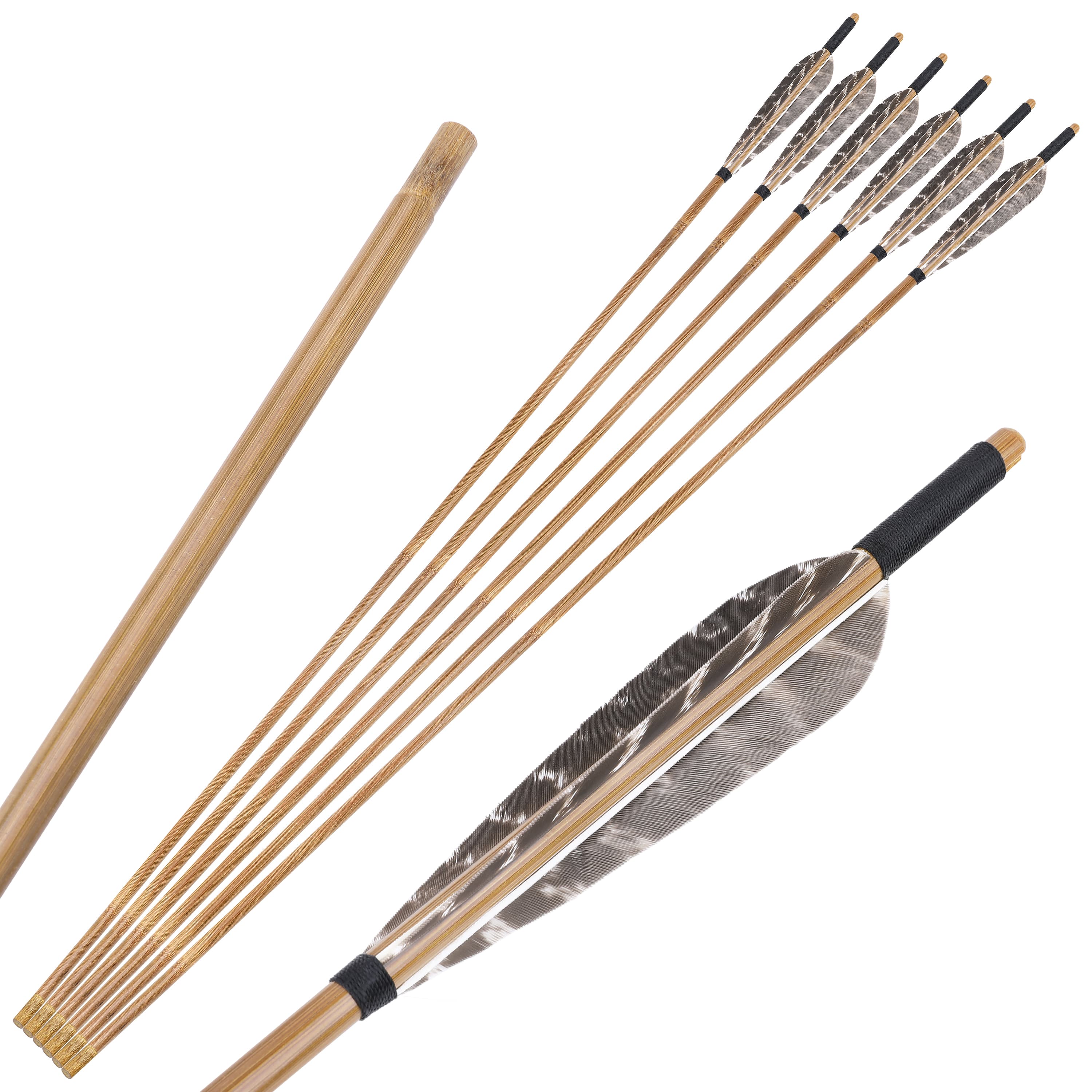 Bamboo Arrows for Traditional Bow 8mm Turkey Feather Longbow Hunting
