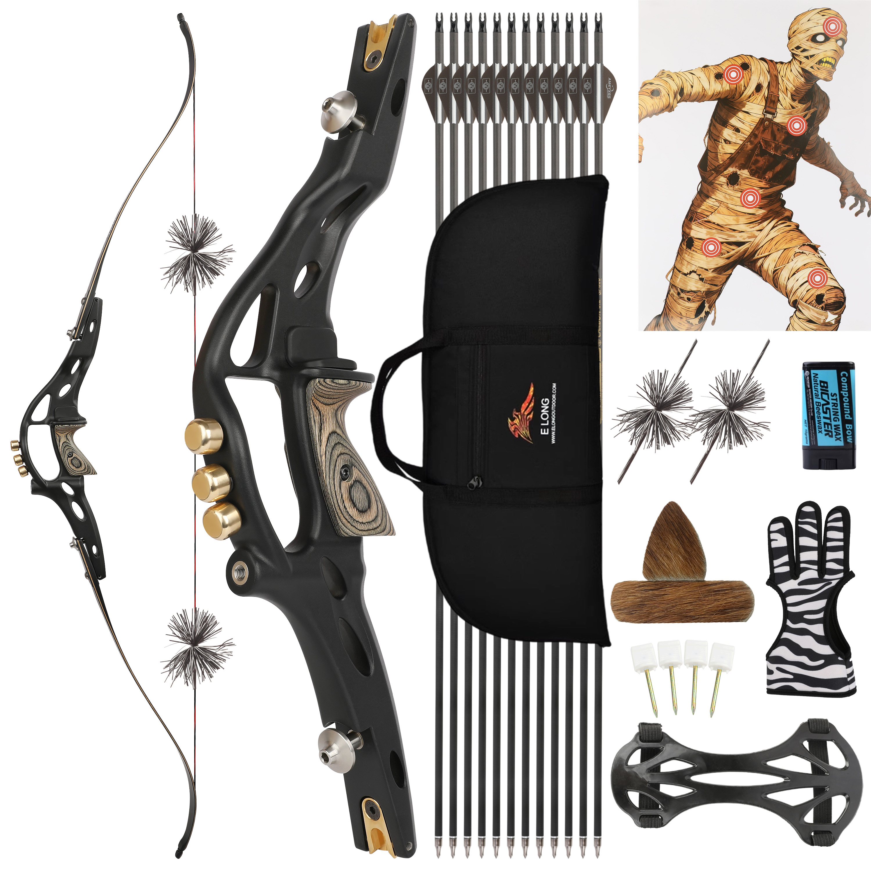 WOLFMAN ILF Recurve Bow 20-50lbs Bamboo Limbs Archery Target Shooting