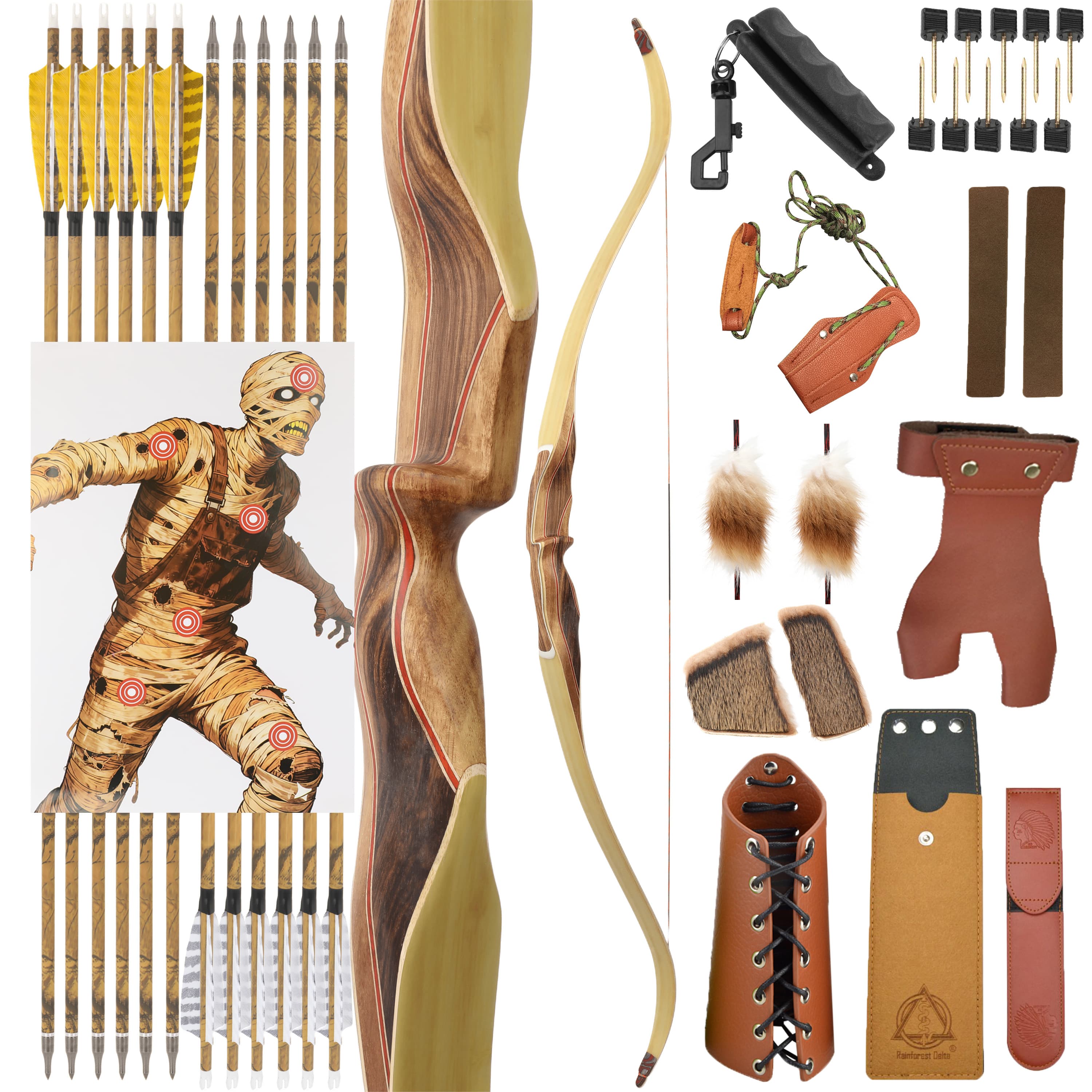 Archery 30-60lbs Traditional Recurve Longbow Hunting Target