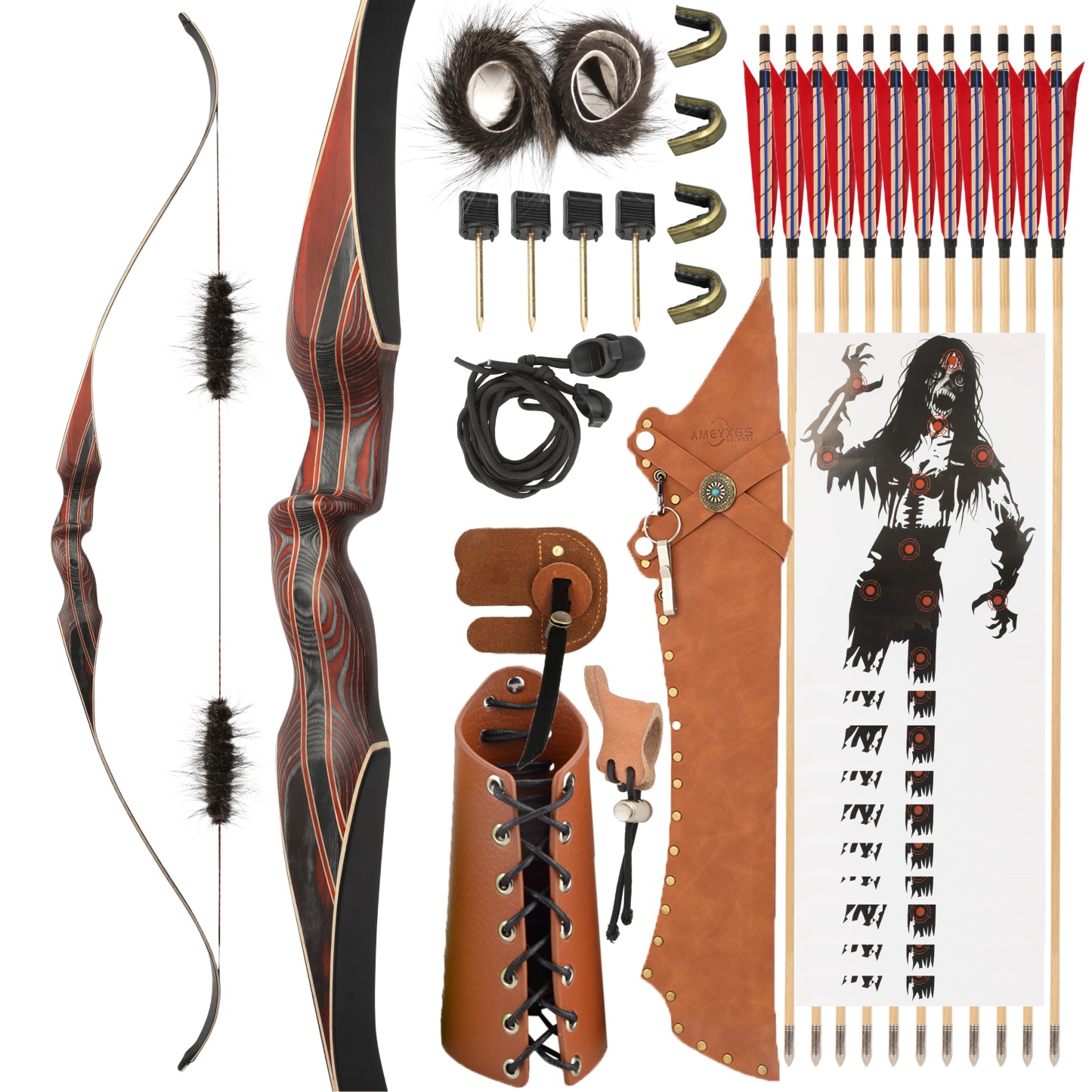 64" Archery Longbow 30-60lbs Traditional Hunting Recurve Bow