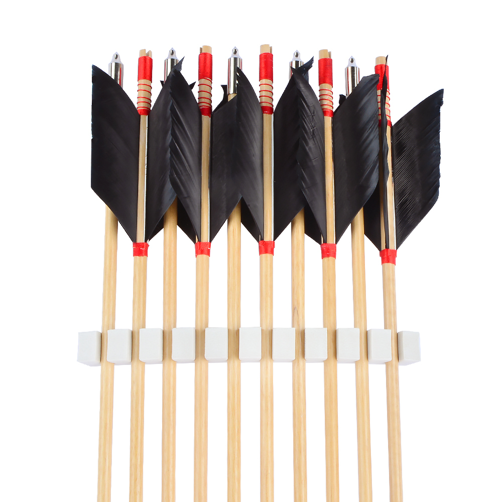Archery Wooden Arrows Flu-Flu 32" Feathers Traditional Longbow Target