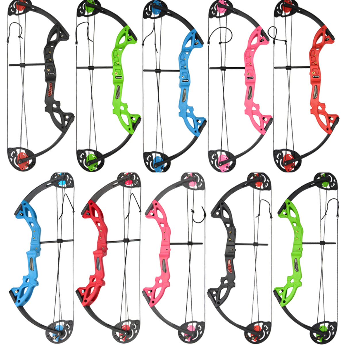 Adjustable 260 FPS compound bow in red for teenage archers