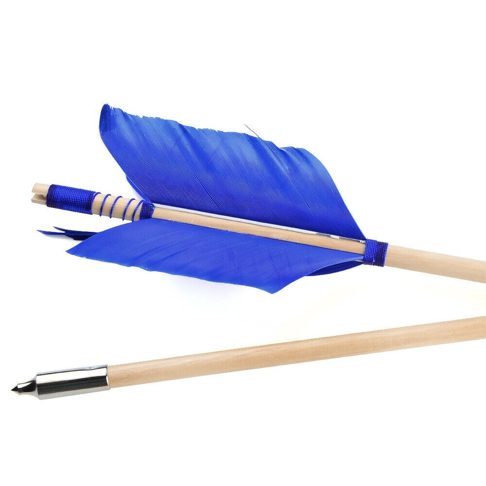 Archery Wooden Arrows Flu-Flu 32" Feathers Traditional Longbow Target