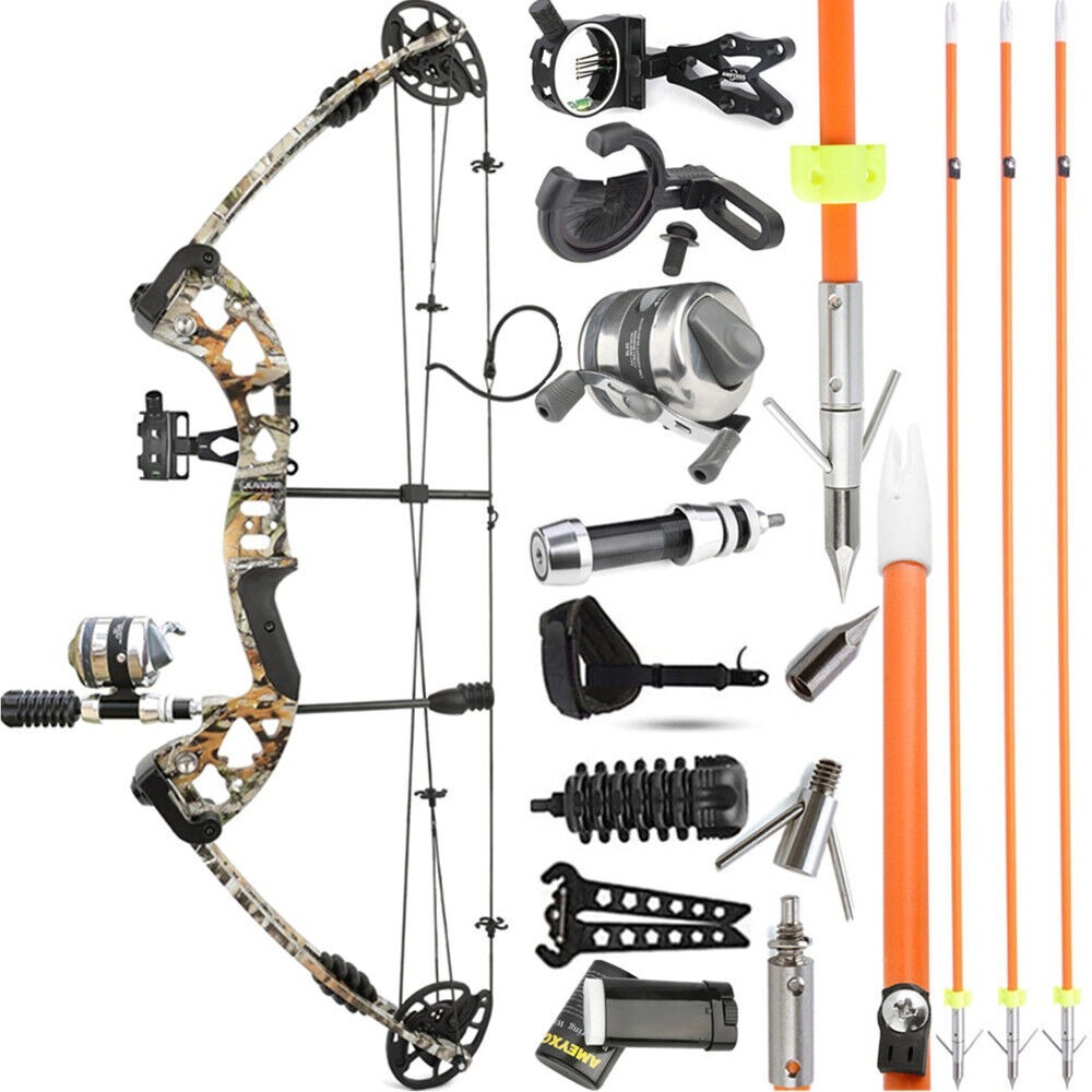 JUNXING M131 Compound Bow Fishing Set 30-55lbs Bowfishing RH LH
