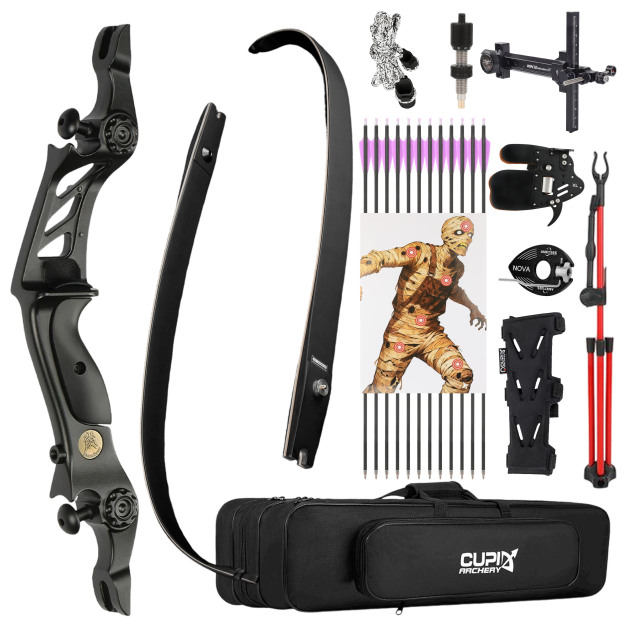 Archery ILF Recurve Bow 30-45lbs Fiberglass Limbs with Aluminum Riser