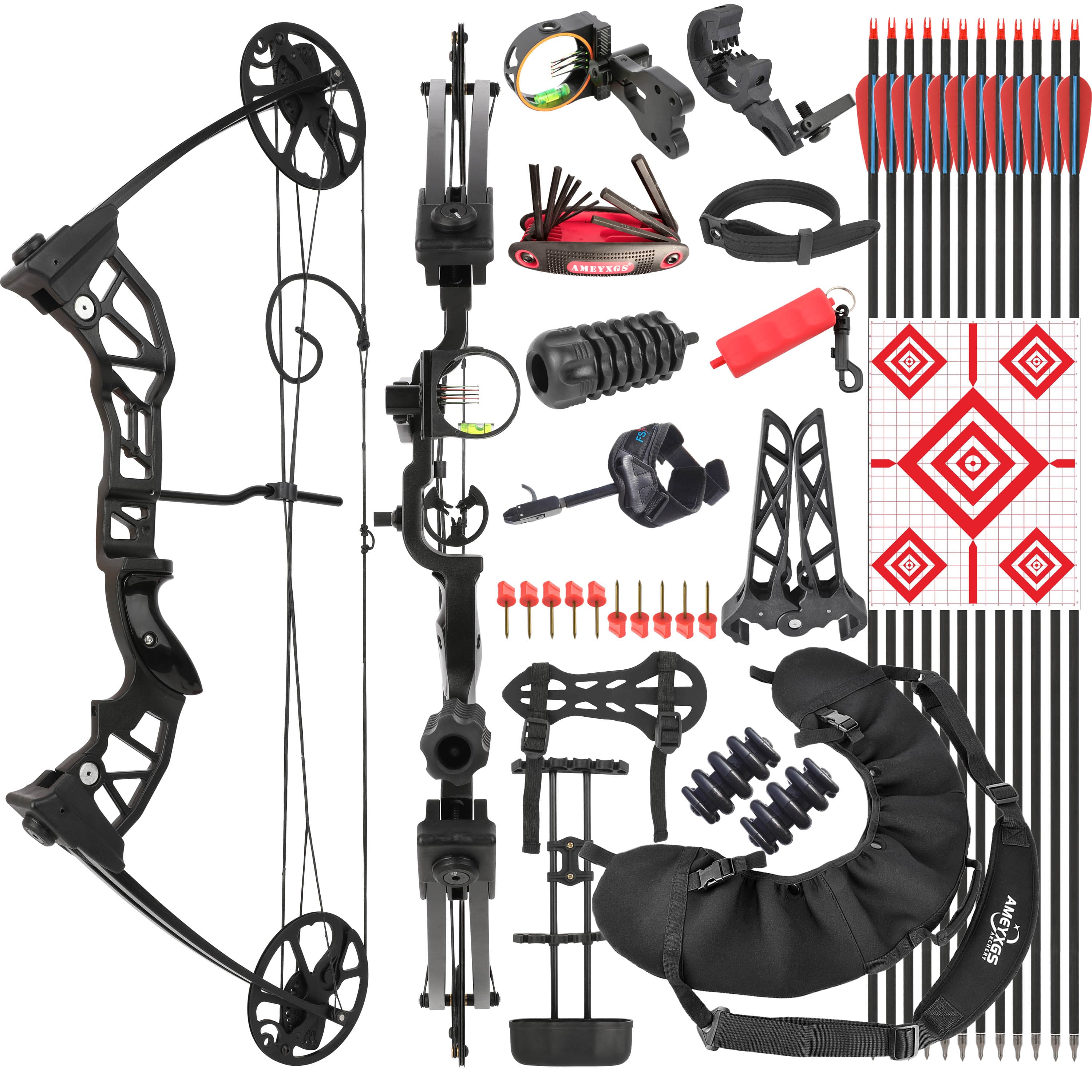 Archery Compound Bow Set 38-70lbs Let-off 72% Target