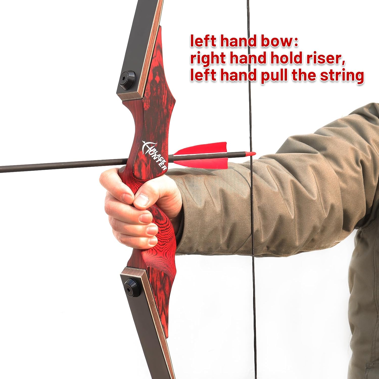 Black Hunter Hunting Recurve Bow for Adult 60 inch 20-60lbs RH LH