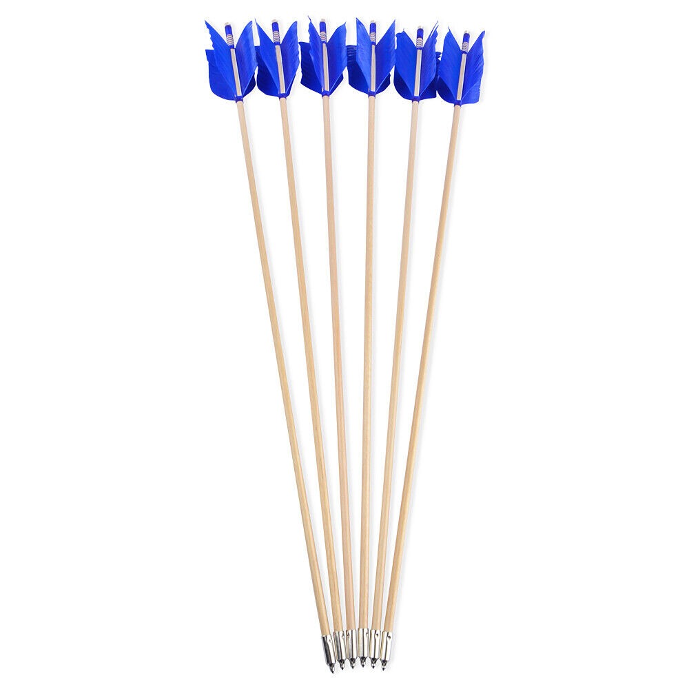 Archery Wooden Arrows Flu-Flu 32" Feathers Traditional Longbow Target