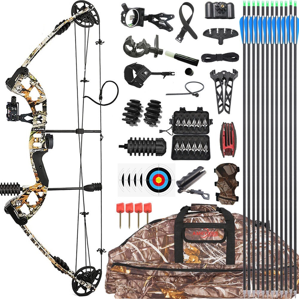 JUNXING ARCHERY M131 Compound Bow Set 30-60lbs Hunting Fishing LH RH