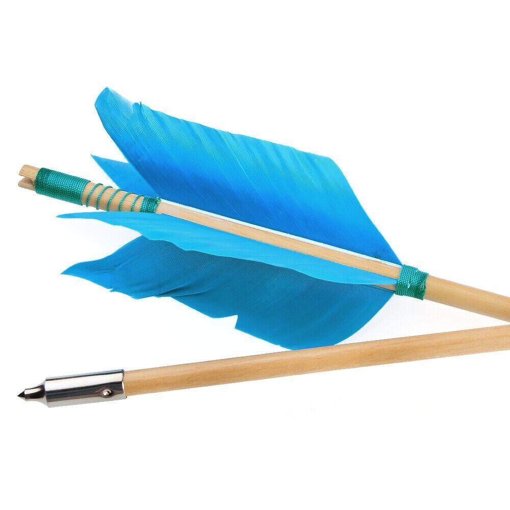 Archery Wooden Arrows Flu-Flu 32" Feathers Traditional Longbow Target