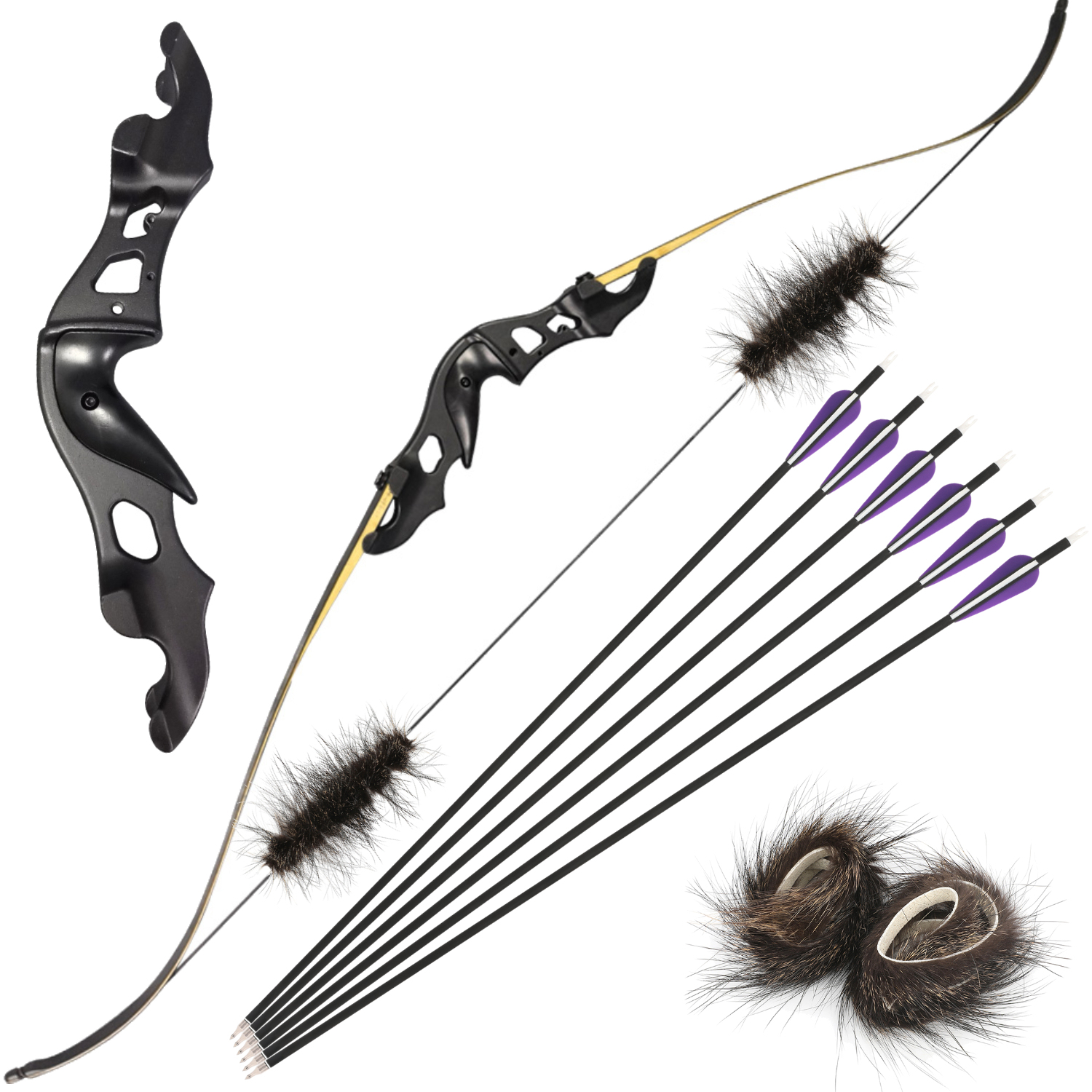 BLACK HUNTER Recurve Bow 60" 20-55 lbs for Hunting Target Practice