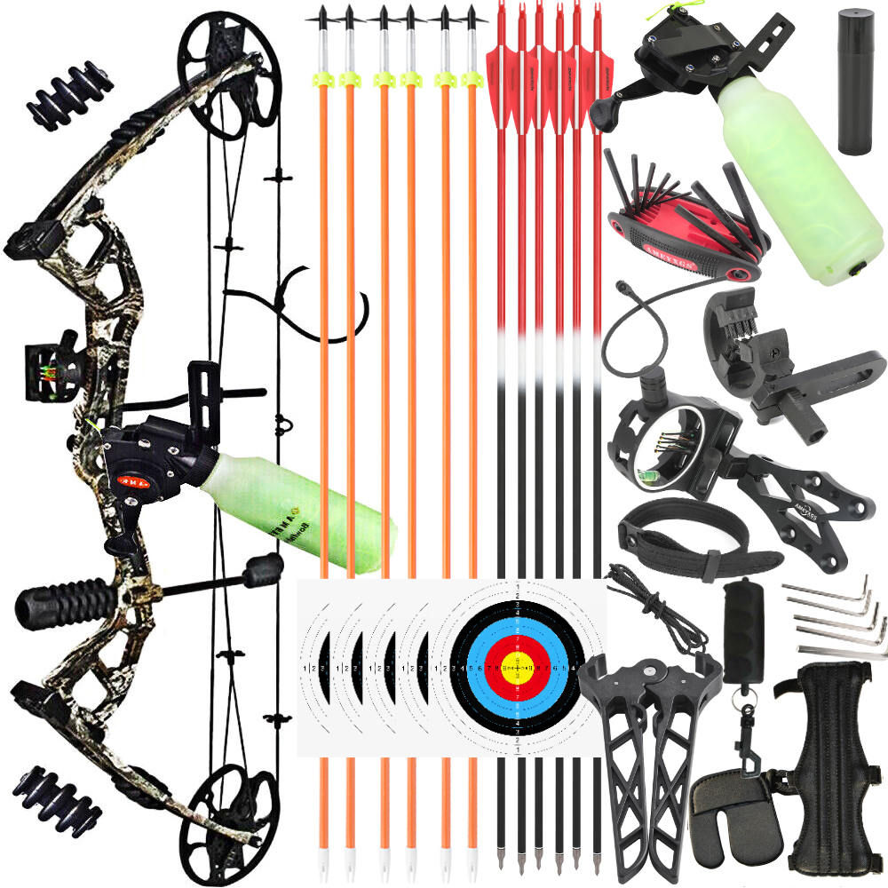 JUNXING M193 Compound Bow Adjustable Hunting Fishing Bow 0-70lbs