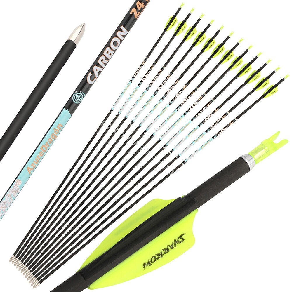 Pure Carbon Arrows 32 inch SP300-1000 Vanes .003" Recurve Compound Bow