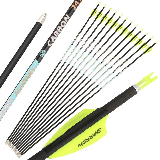 Pure Carbon Arrows 32 inch SP300-1000 Vanes .003" Recurve Compound Bow