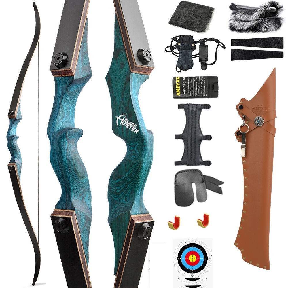 BLACK HUNTER American Hunting Recurve Bow 60" Takedown Target LH RH