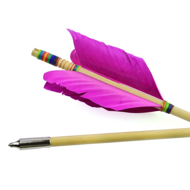 Archery Wooden Arrows Flu-Flu 32" Feathers Traditional Longbow Target