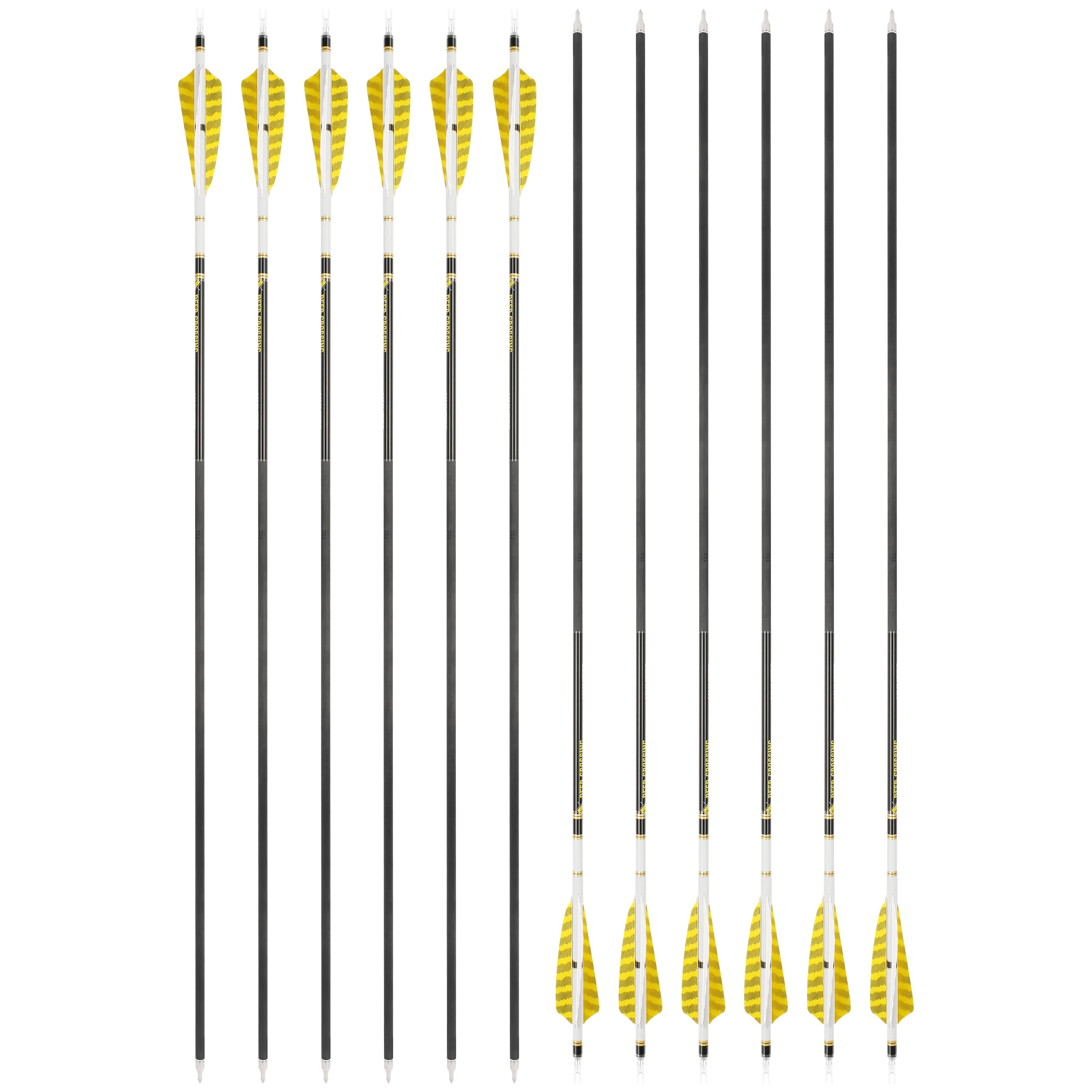 DEER CROSSING Pure Carbon Arrows Spiral Fletched Target & Practice