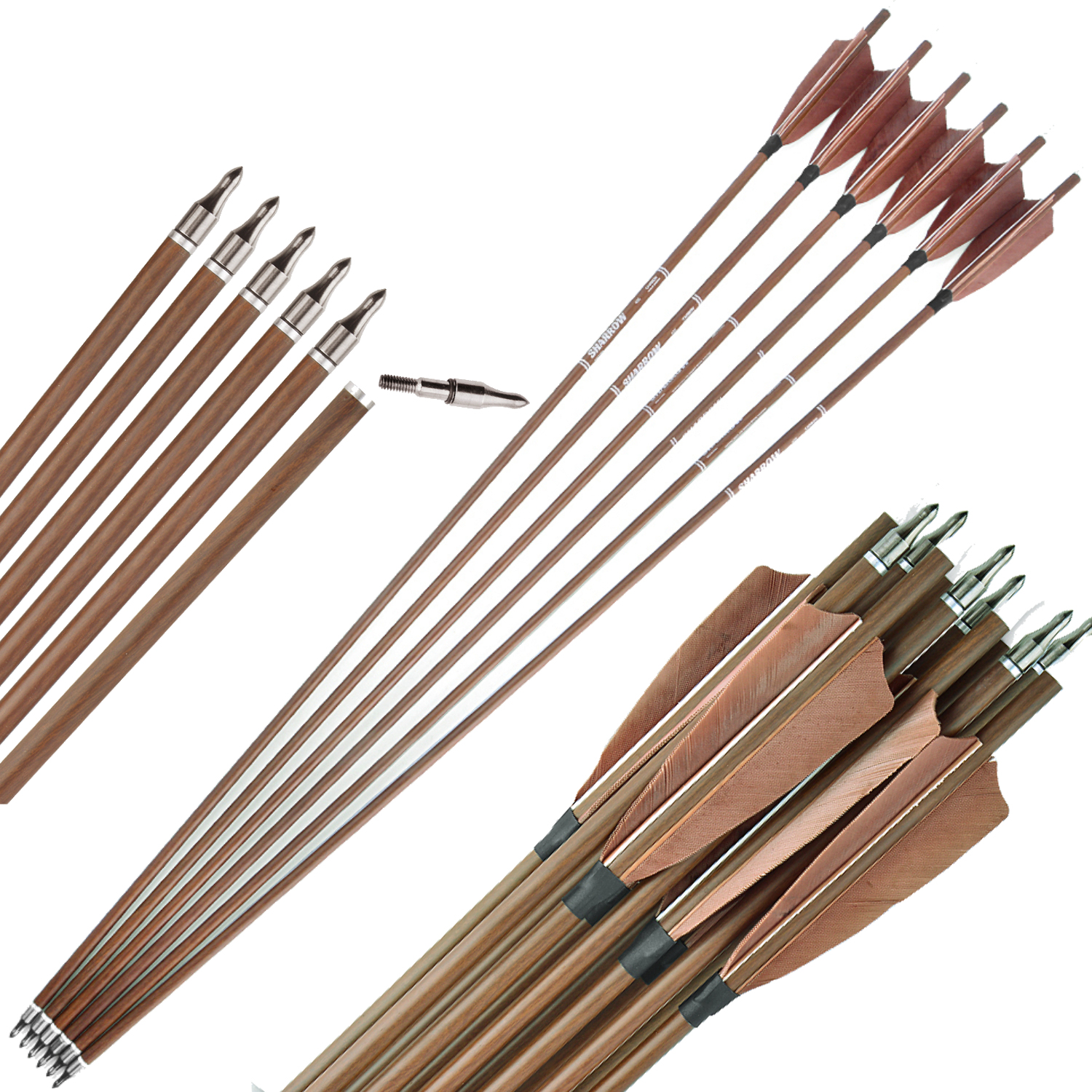 Pure Carbon Arrows Natural Feather 31 inch Bow Hunting