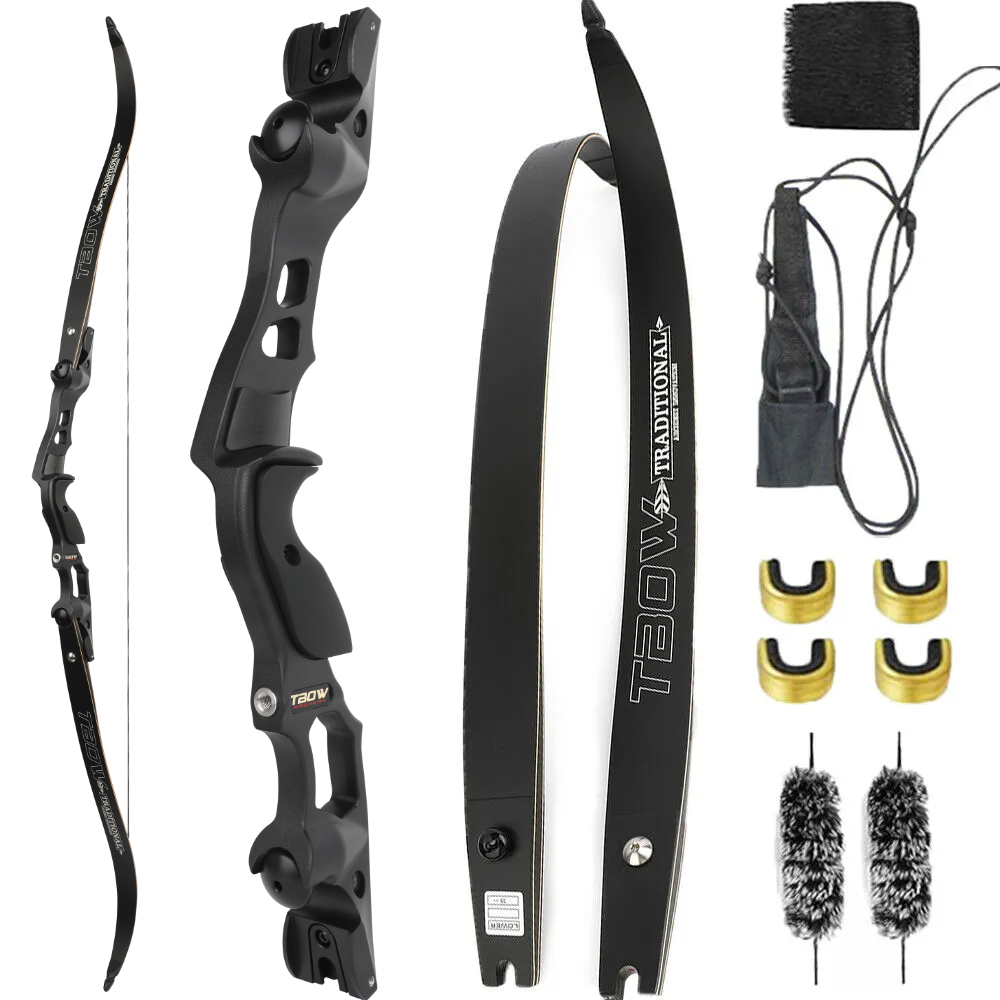 TBOW 62” Traditional ILF Recurve Bow 30-60Lbs Competition Hunting RH