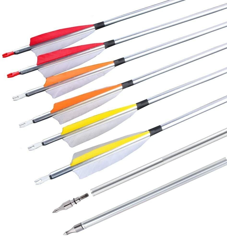 Aluminum Arrows  30"  SP500 4" Feathers Archery Hunting Practice