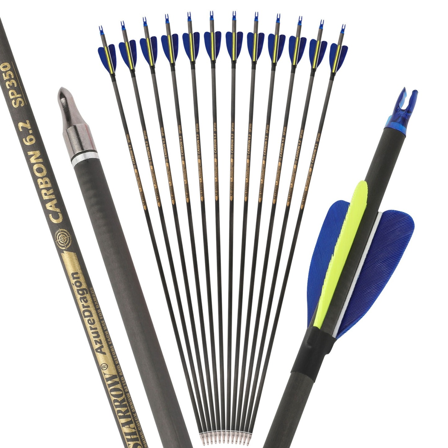 Hunting Fletched Arrows Pure Carbon Feather Spine 300-600 ID6.2mm 