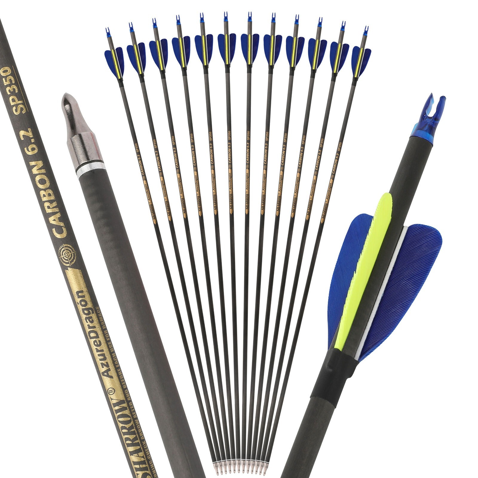 Hunting Fletched Arrows Pure Carbon Feather Spine 300-600 ID6.2mm 