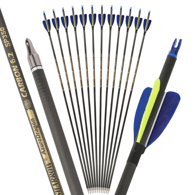 Hunting Fletched Arrows Pure Carbon Feather Spine 300-600 ID6.2mm 