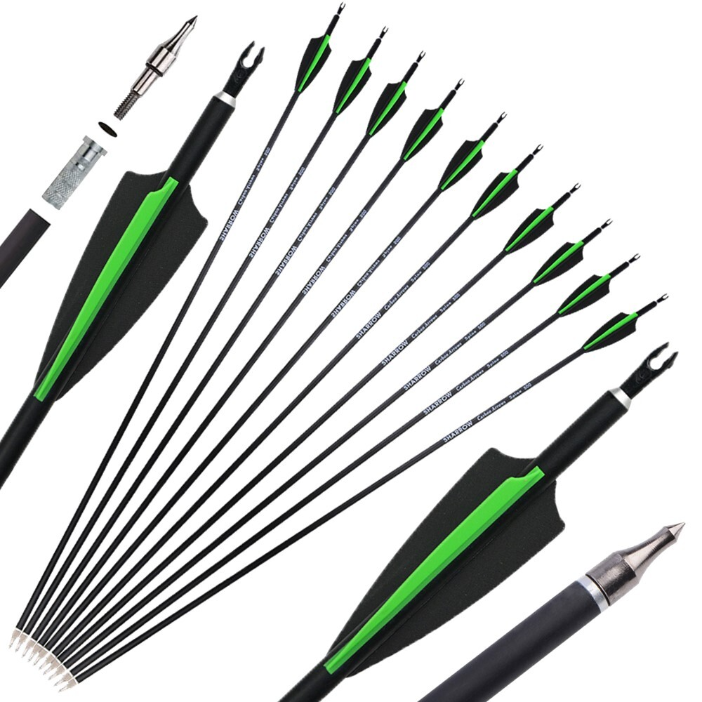 500 Spine Carbon Arrows Target & Hunting Compound & Recurve Bows