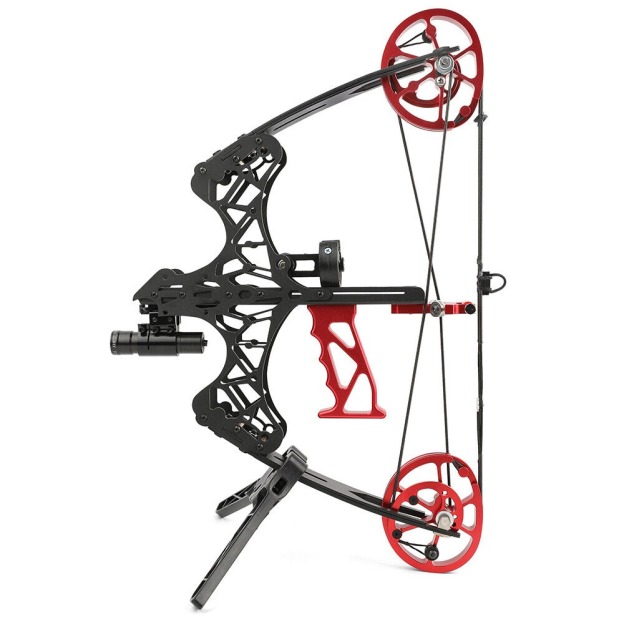 18" Mini Compound Bow Dual-use Steel Ball Hunting Fishing 35lbs LH RH
