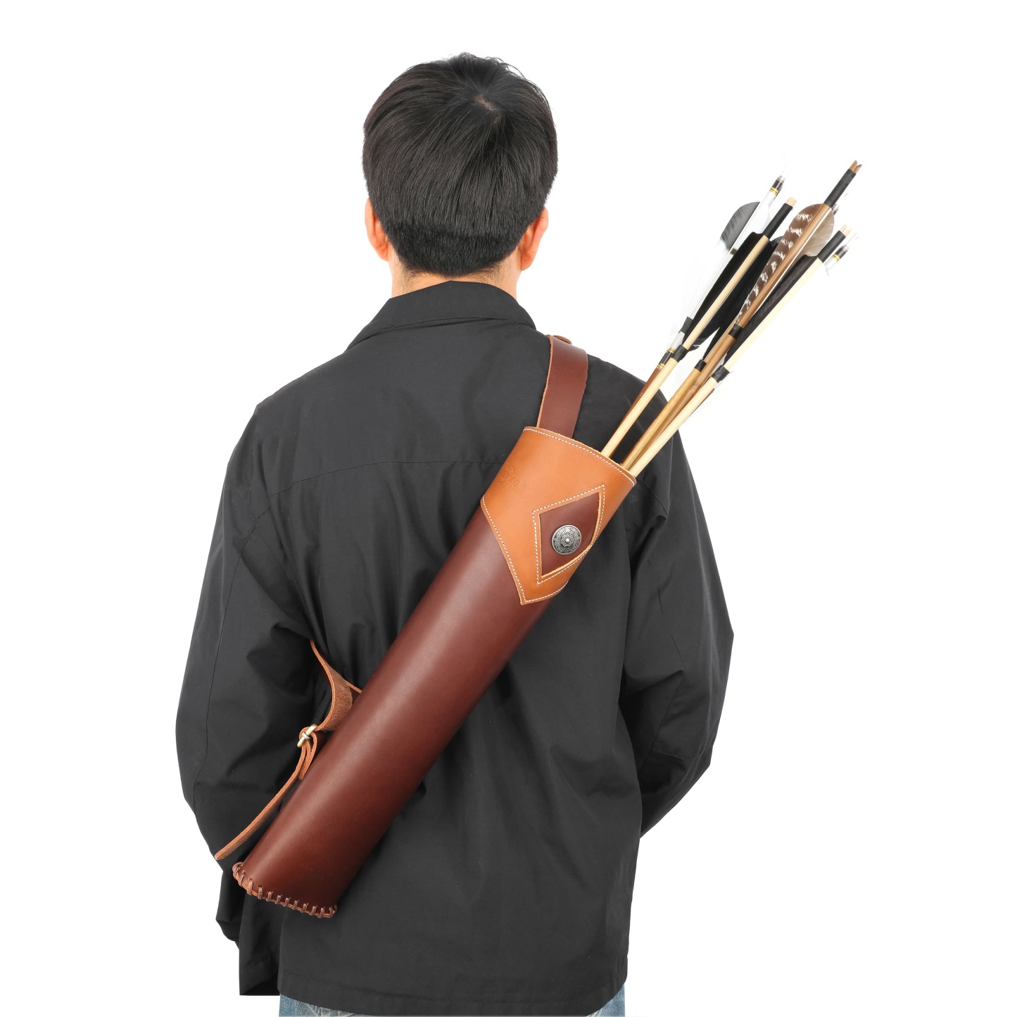 Traditional Archery Quiver 20-Arrow Capacity Cowhide