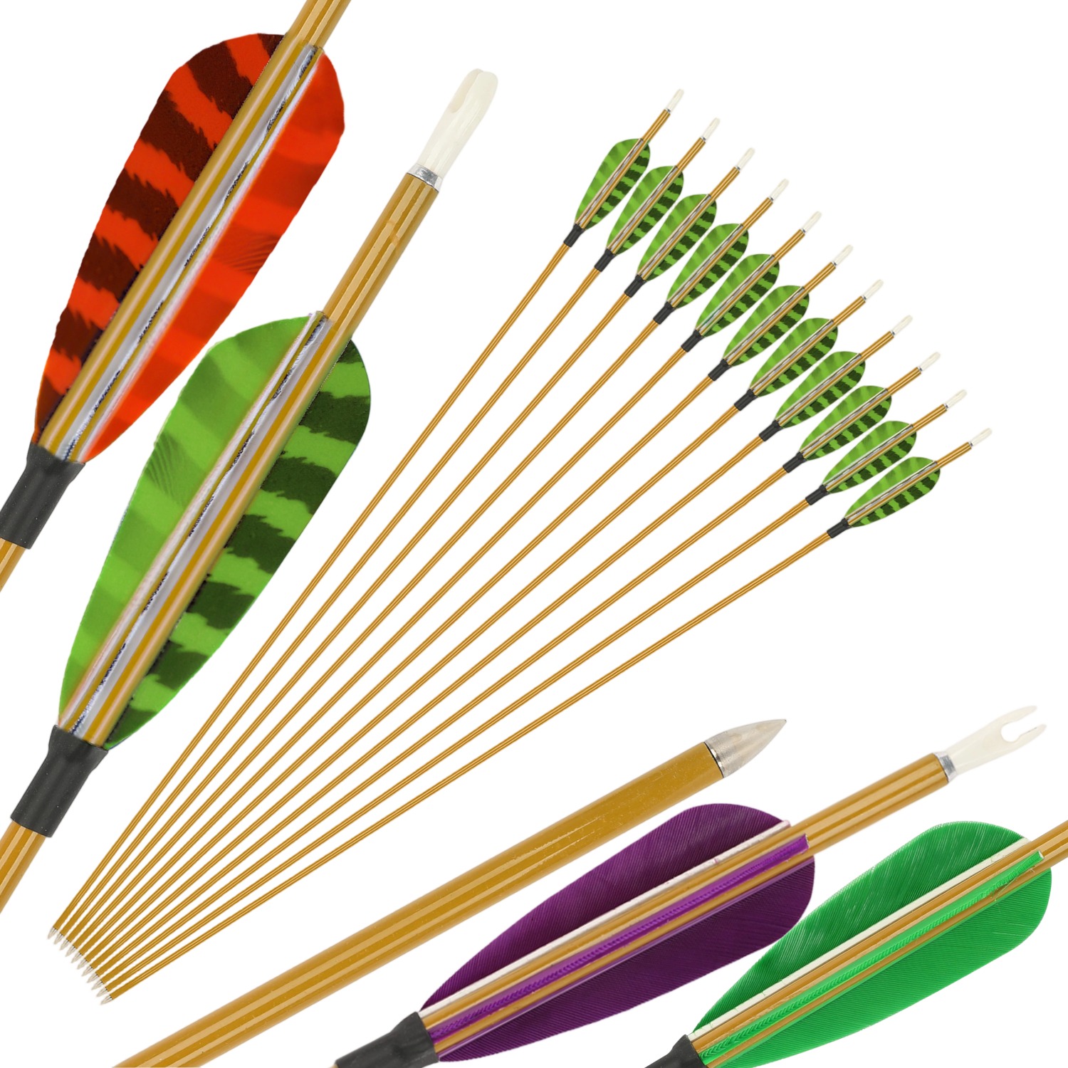 Mixed Carbon Arrows 32" 900 Spine Turkey Feather Target & Practice