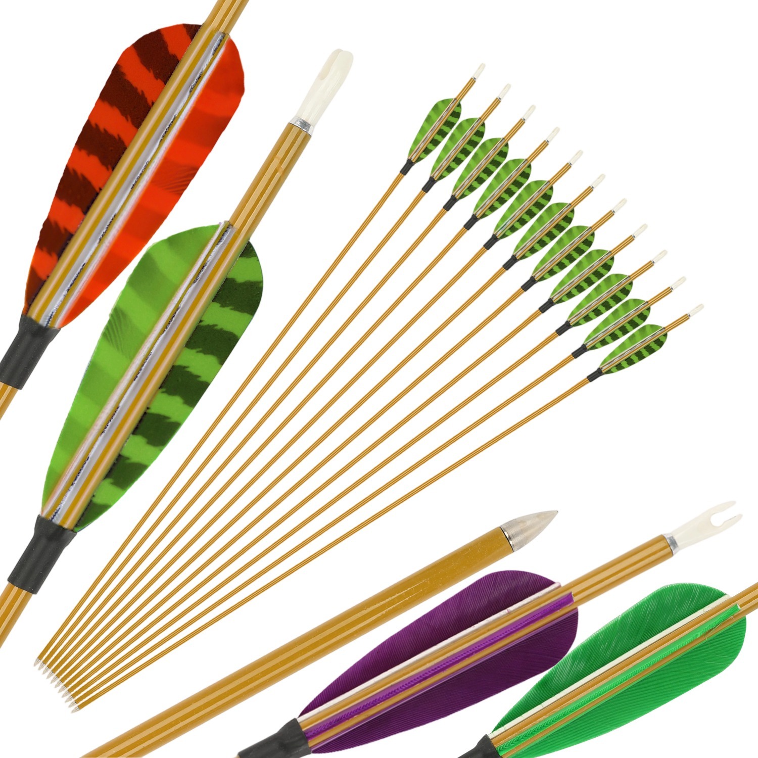 Mixed Carbon Arrows 32" 900 Spine Turkey Feather Target & Practice