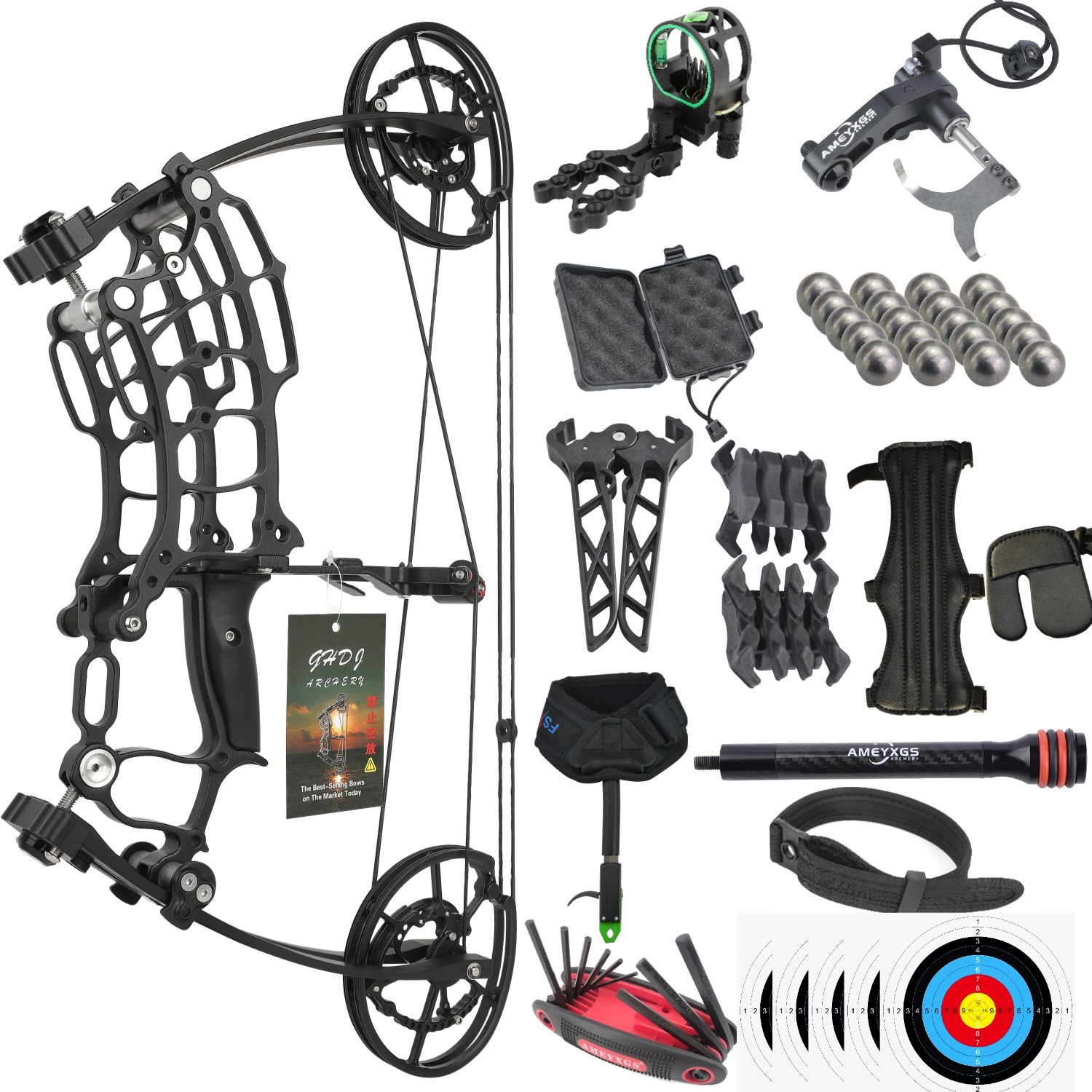 Dual-Use Compound Bow 19" Shoots Arrows Steel Balls 30-70lbs RH LH