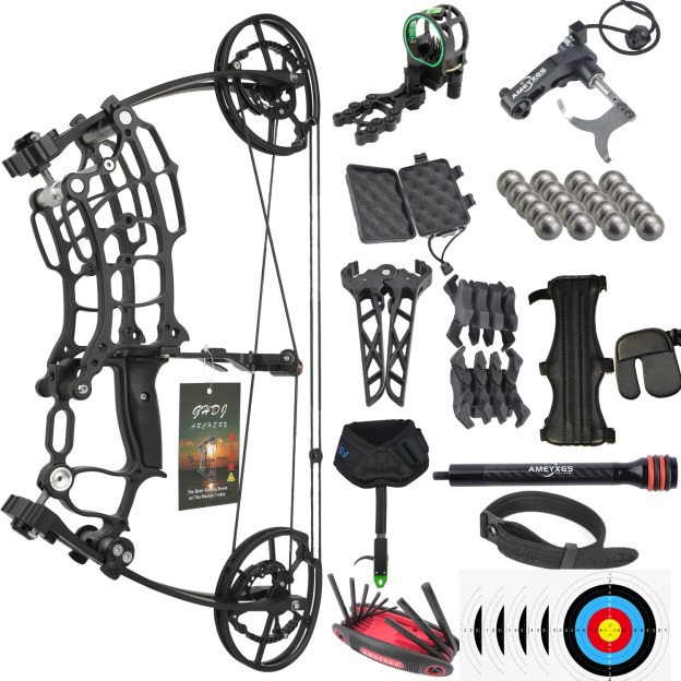 Dual-Use Compound Bow 19" Shoots Arrows Steel Balls 30-70lbs RH LH