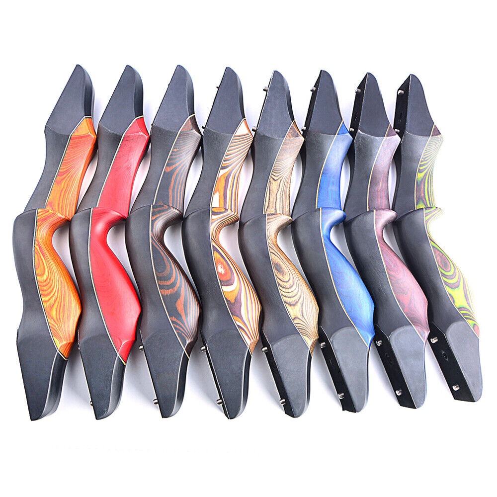 Takedown Recurve Bow with colorful technology wood riser and maple limbs.