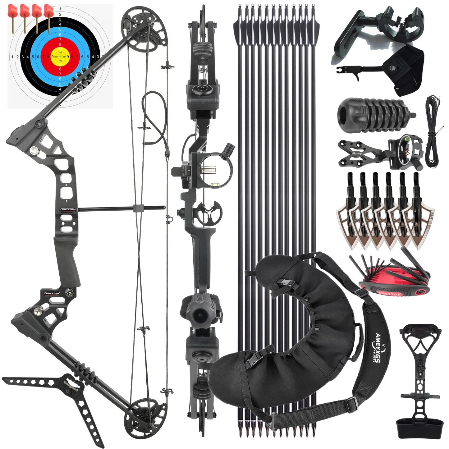 Junxing Dragon X8 Compound Bow Set Hunting Arrow Kit 20-70 lbs