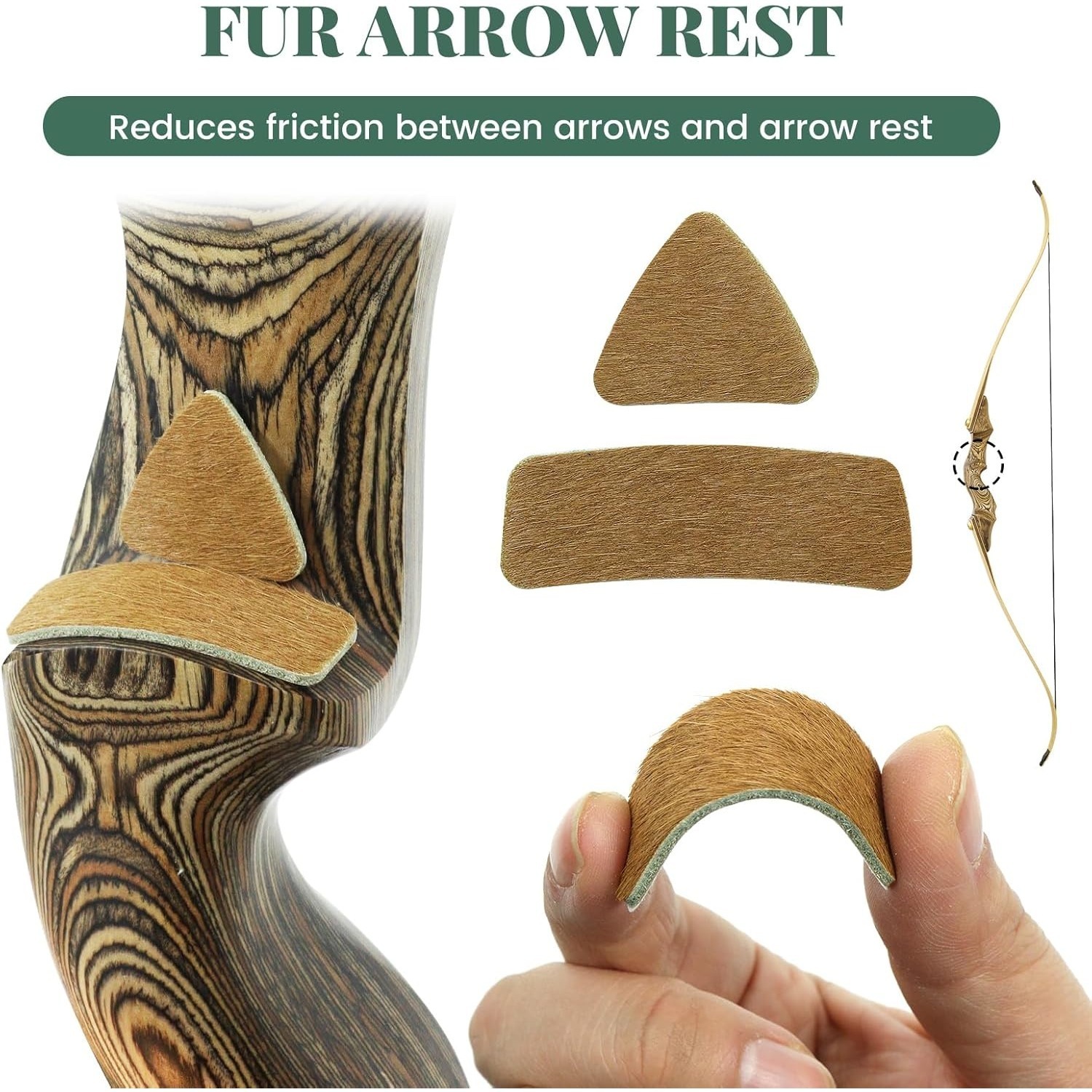 Professional Bow Silencer Set Rabbit Fur Genuine Leather