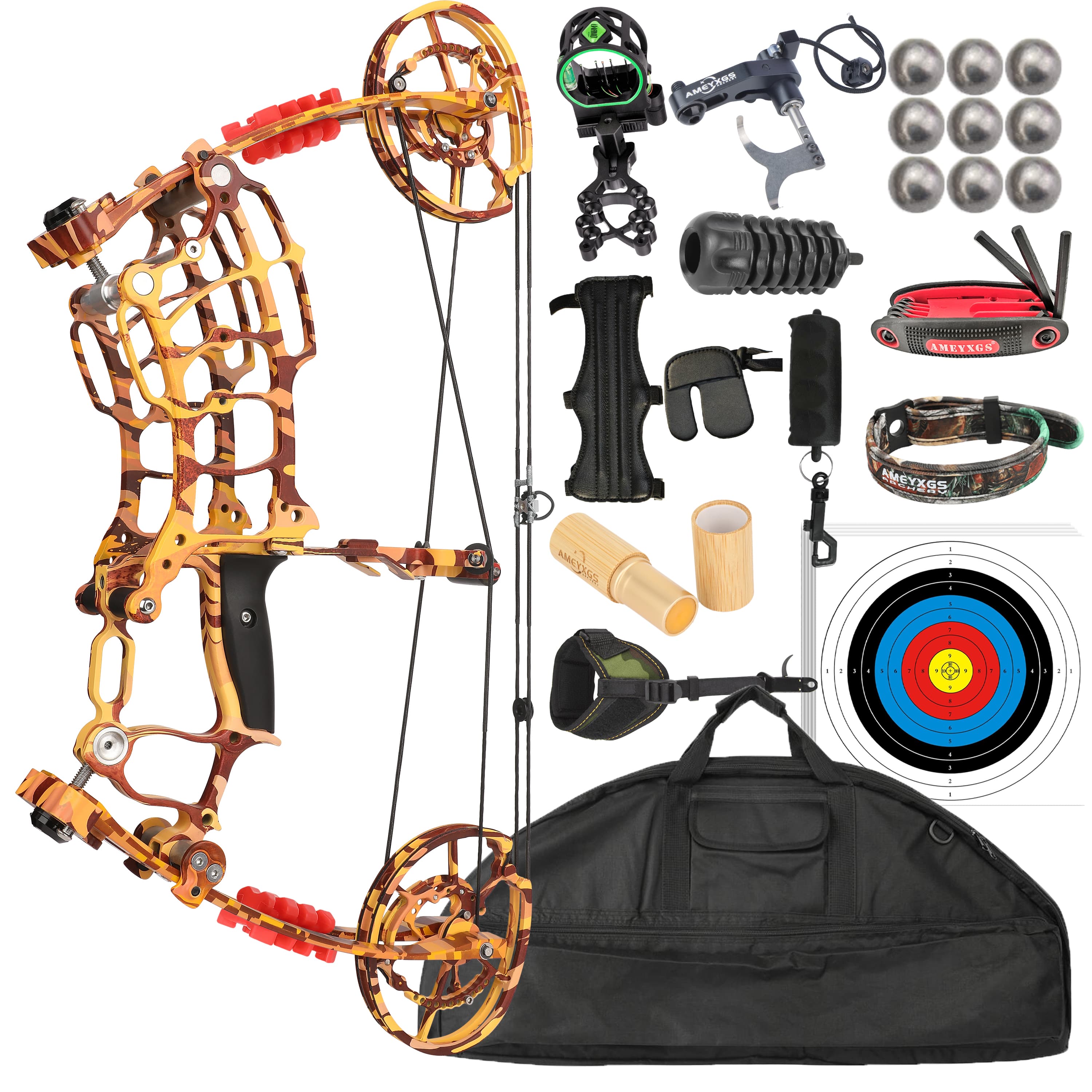 Dual-Use Compound Bow Set 19" Shoots Arrows Steel Balls Bow RH LH