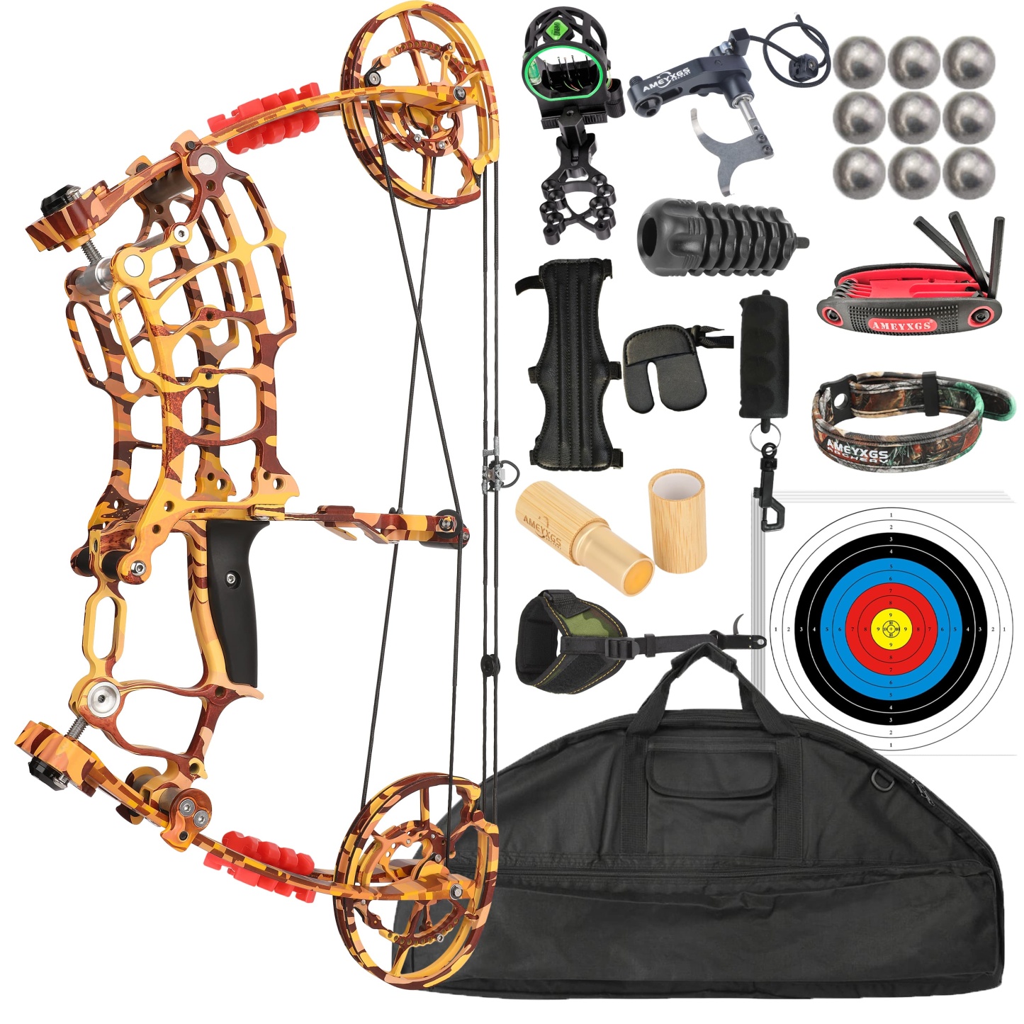 Dual-Use Compound Bow Set 19" Shoots Arrows Steel Balls Bow RH LH