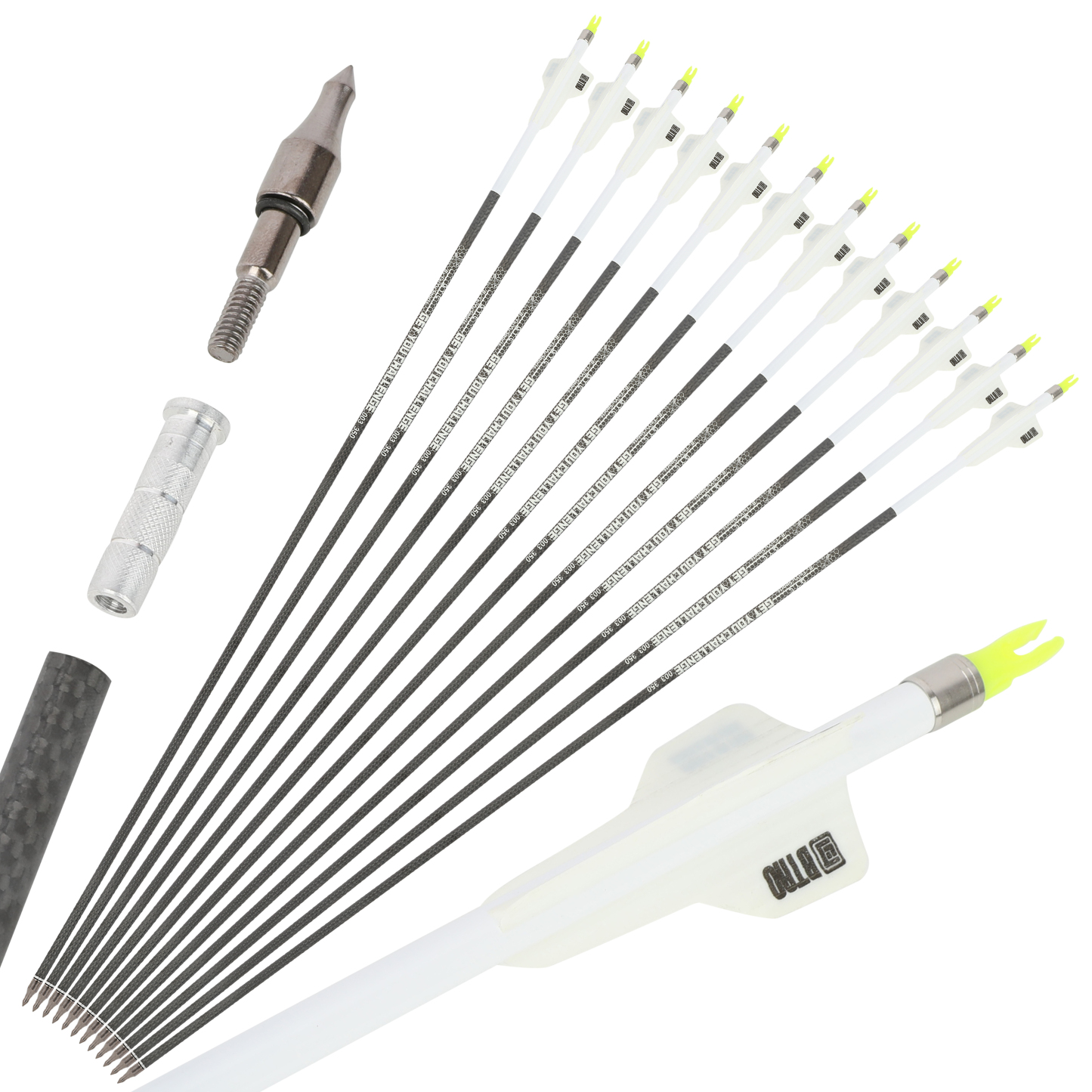 32" Pure Carbon Arrows 2.5'' Vane High-Spine Performance Series