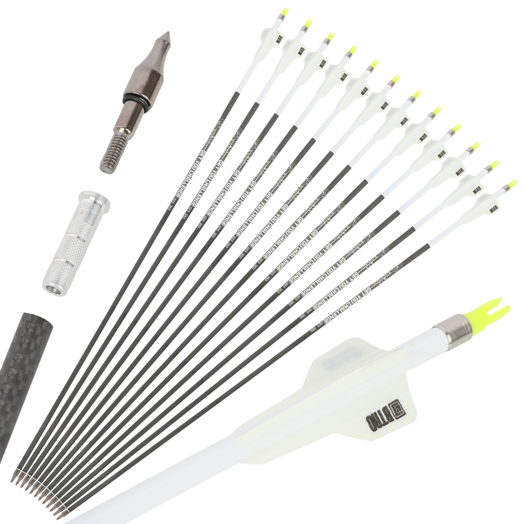 32" Pure Carbon Arrows 2.5'' Vane High-Spine Performance Series