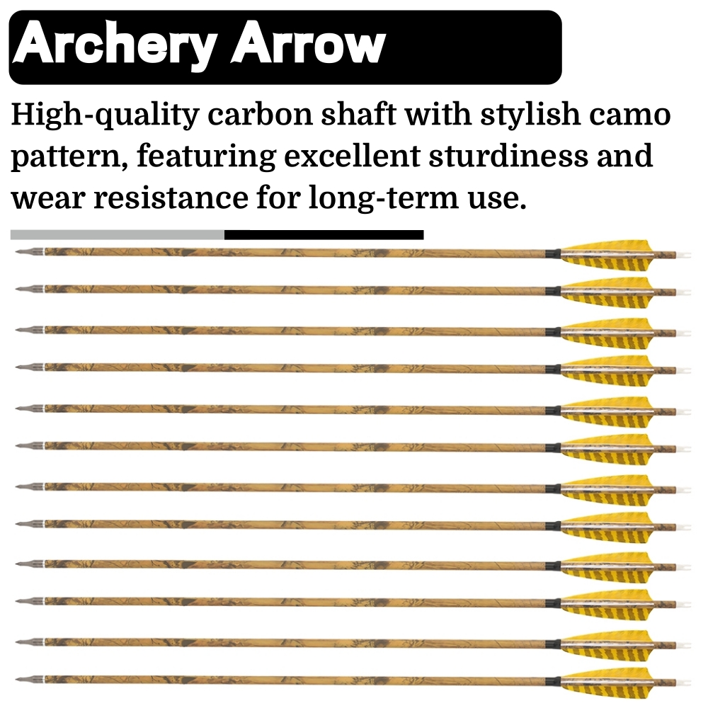 FQH 30 Inch Carbon Arrows 500 Spine 4 Inch Feathers
