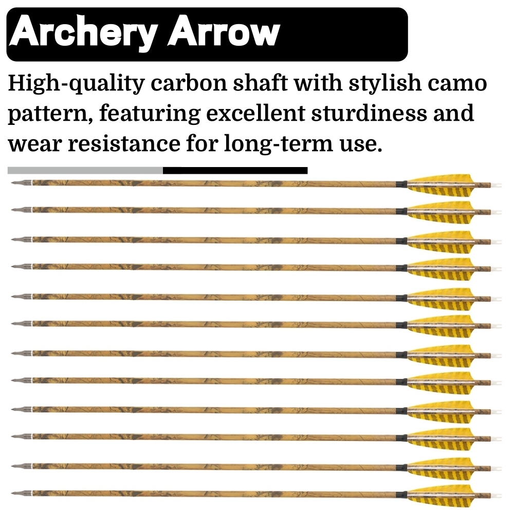 FQH 30 Inch Carbon Arrows 500 Spine 4 Inch Feathers