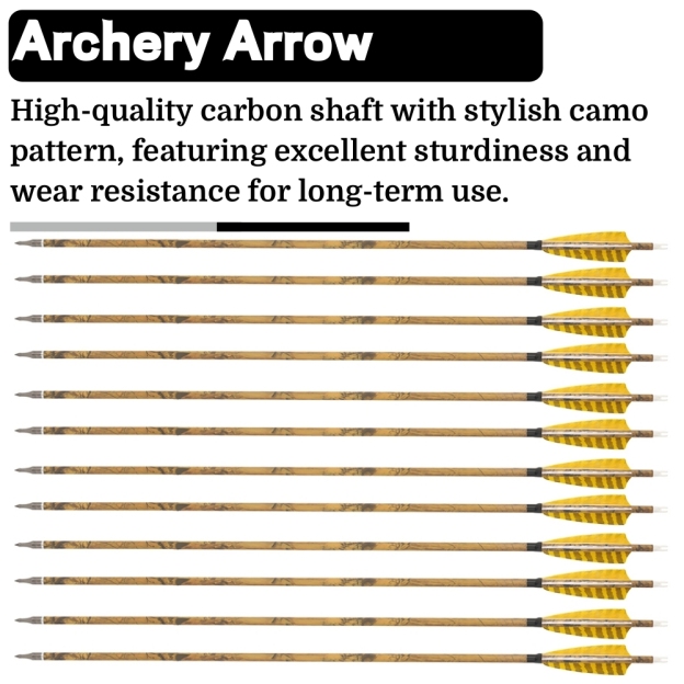 FQH 30 Inch Carbon Arrows 500 Spine 4 Inch Feathers