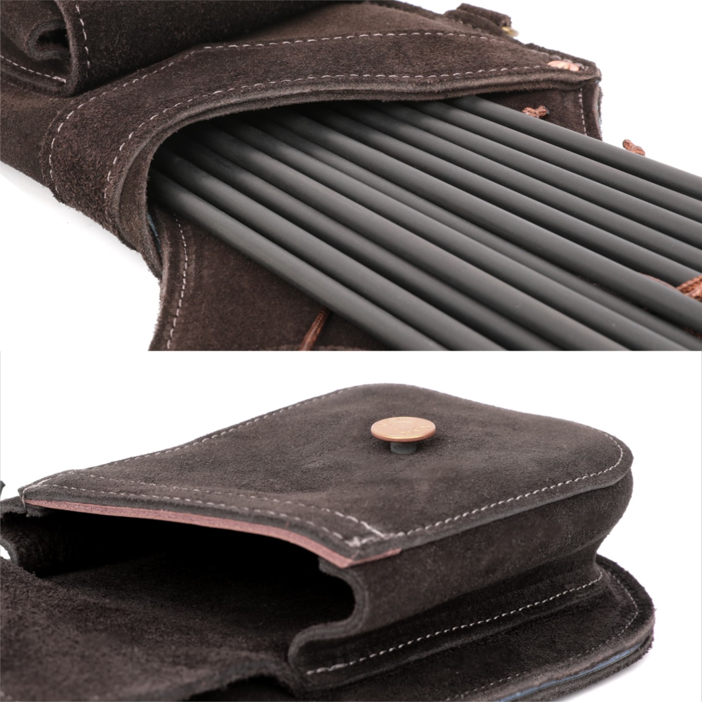 Leather Field Quiver Cowhide Arrow Holder for Traditional Archers