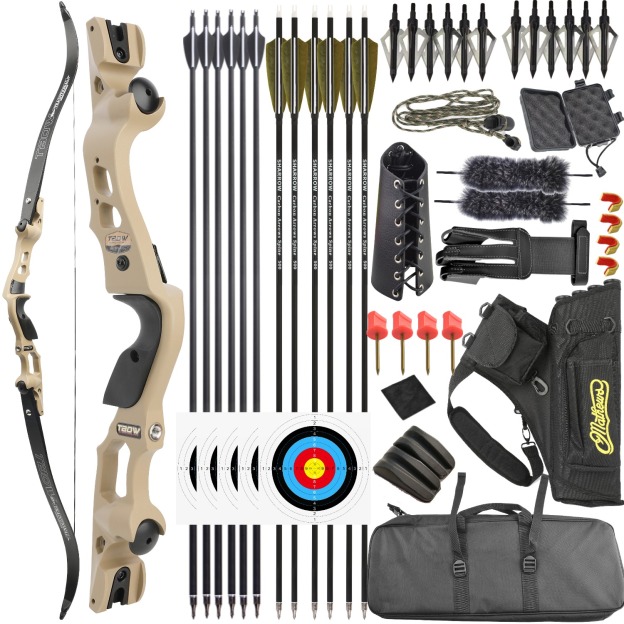 TBOW 62” Traditional  ILF Hunting Recurve Bow Set 30-60Lbs RH