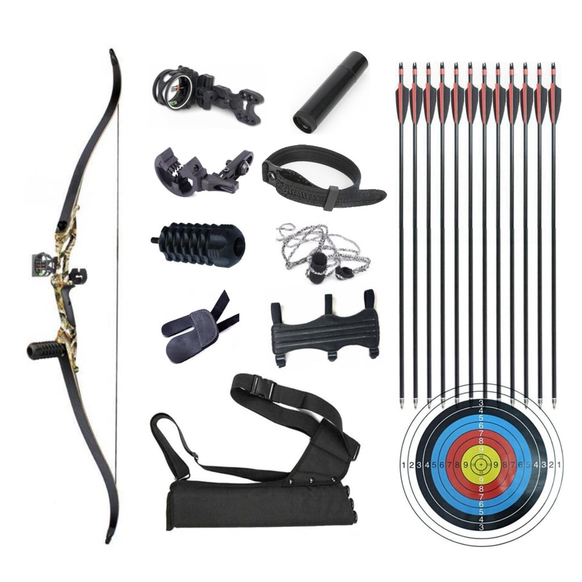 Junxing F179 Recurve Bow Set 56'' Takedown RH Target Hunting Beginner