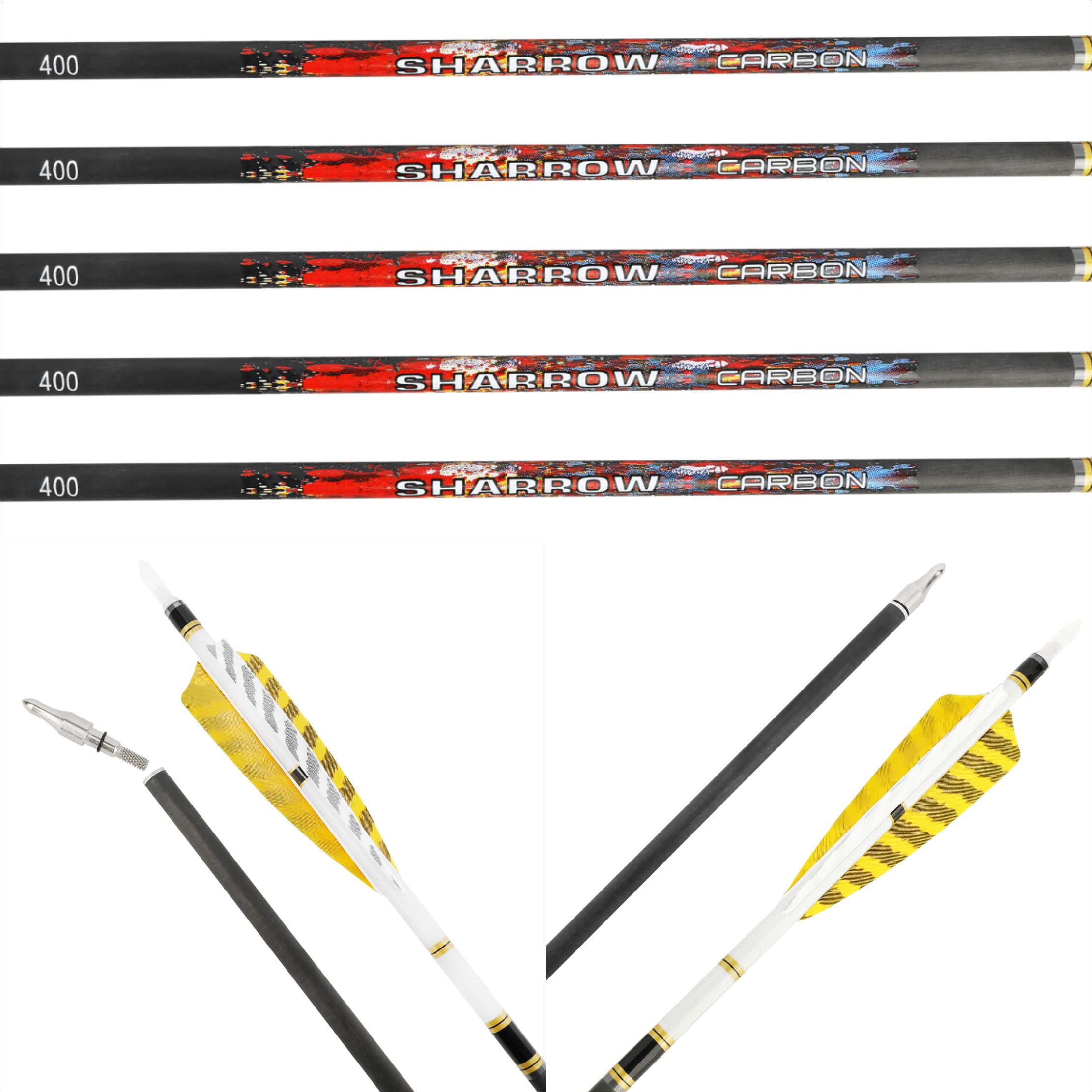31" Pure Carbon Arrows SP250-600 Feathers Hunting Target