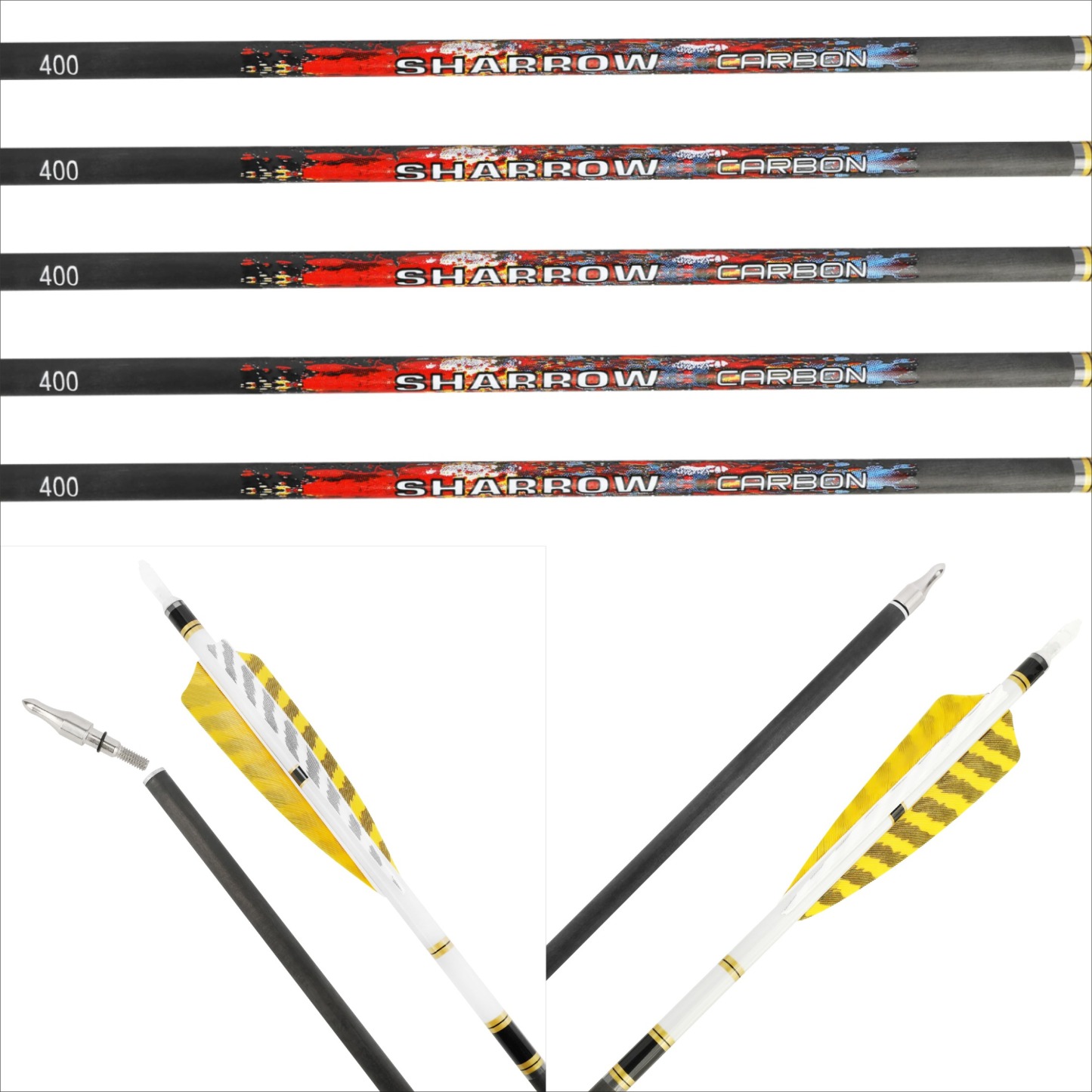 31" Pure Carbon Arrows SP250-600 Feathers Hunting Target